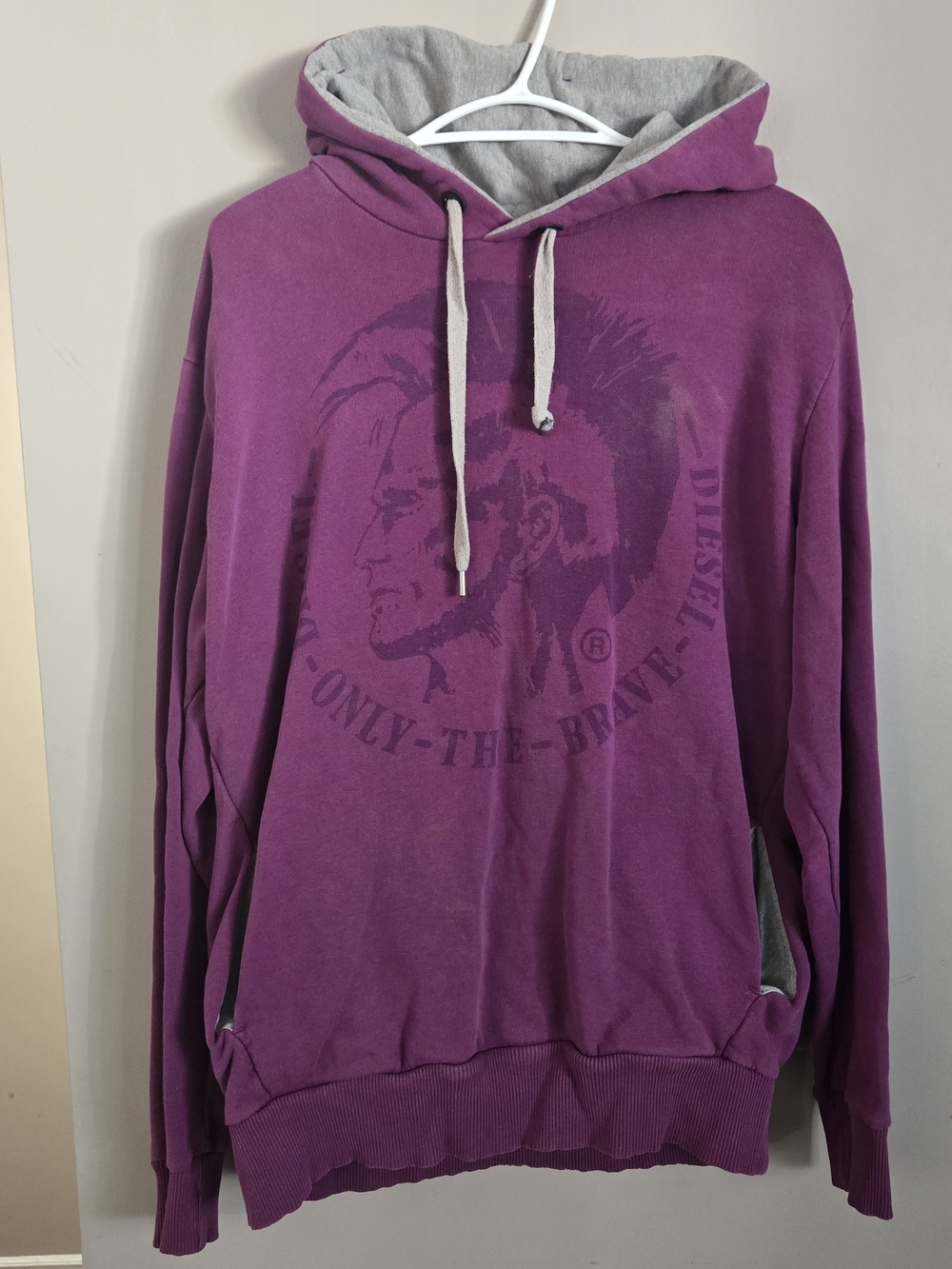 Diesel Purple Hooded Sweatshirt with Gray Lining Women XL Only The Brave